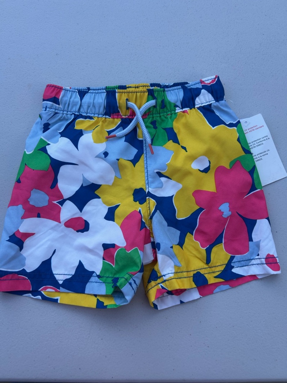 Old Navy Bright Floral Swim Shorts - Navy, Yellow, Pink, White, Green